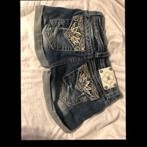 Distressed Blue Jean Shorts